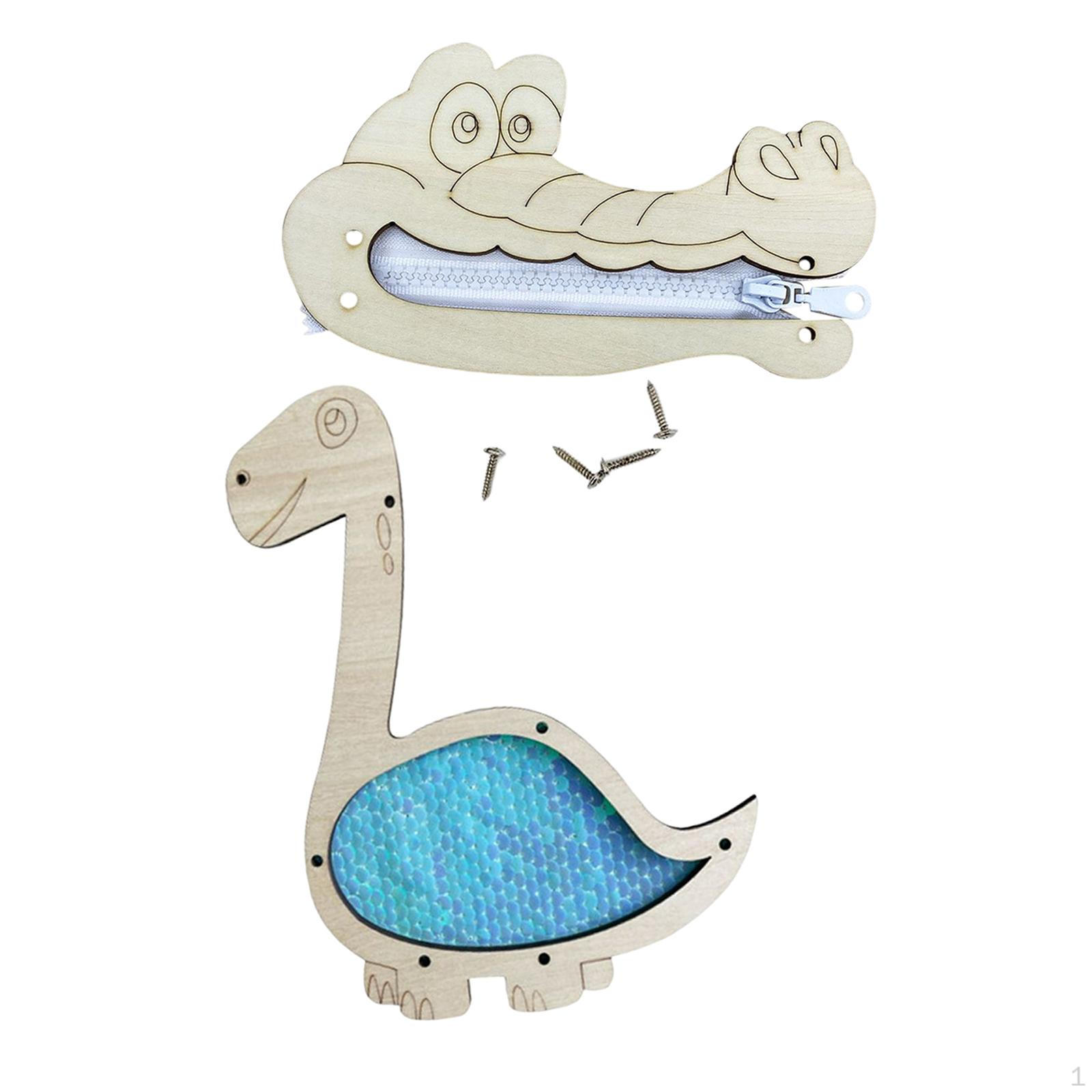 

2x Busy Board Accessories Crocodile Zipper and Dinosaur Blue