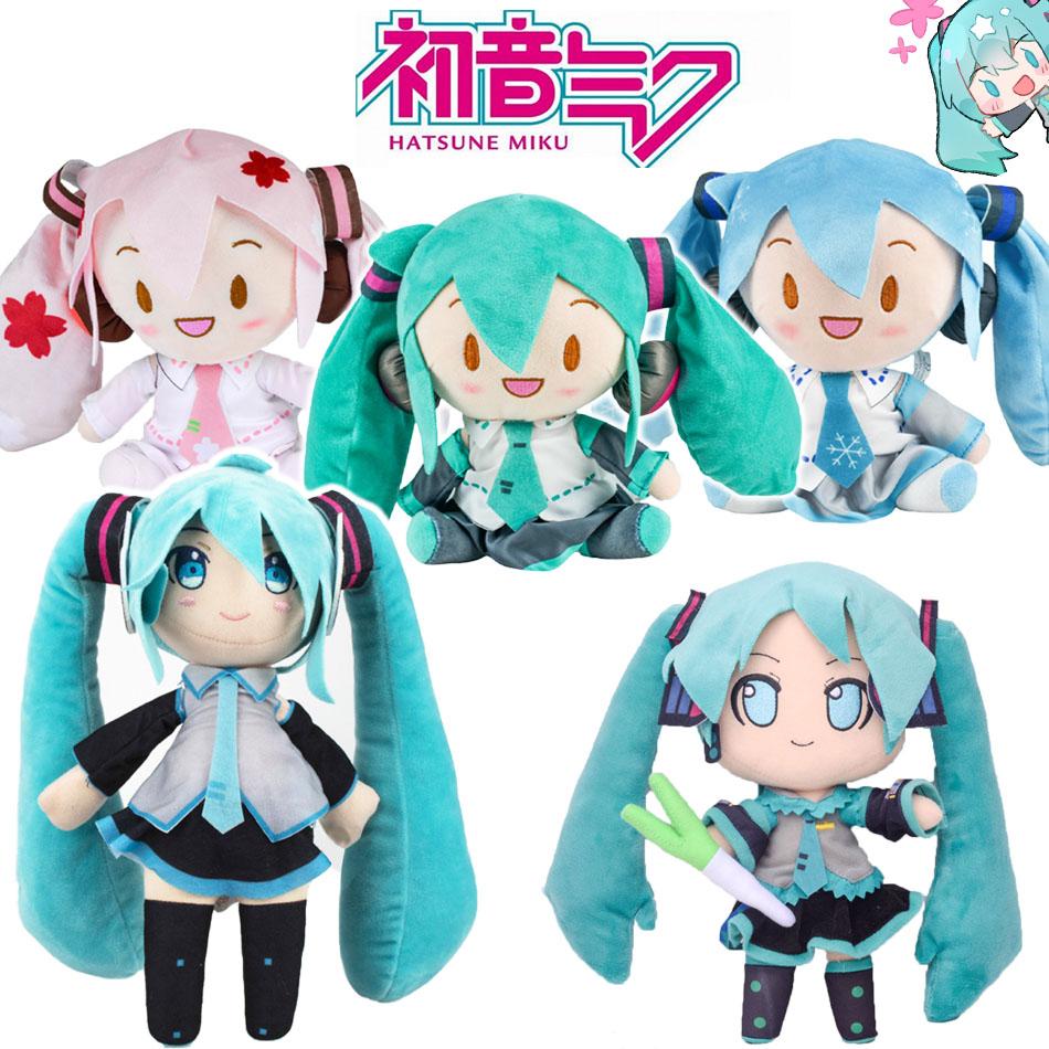 20-29cm Hatsune Miku Kawaii Q Verze Fufu Figurka Plyšová Panenka Anime Periferie Plyšák Sběratelský Model Ozdoba Hračky Dárky