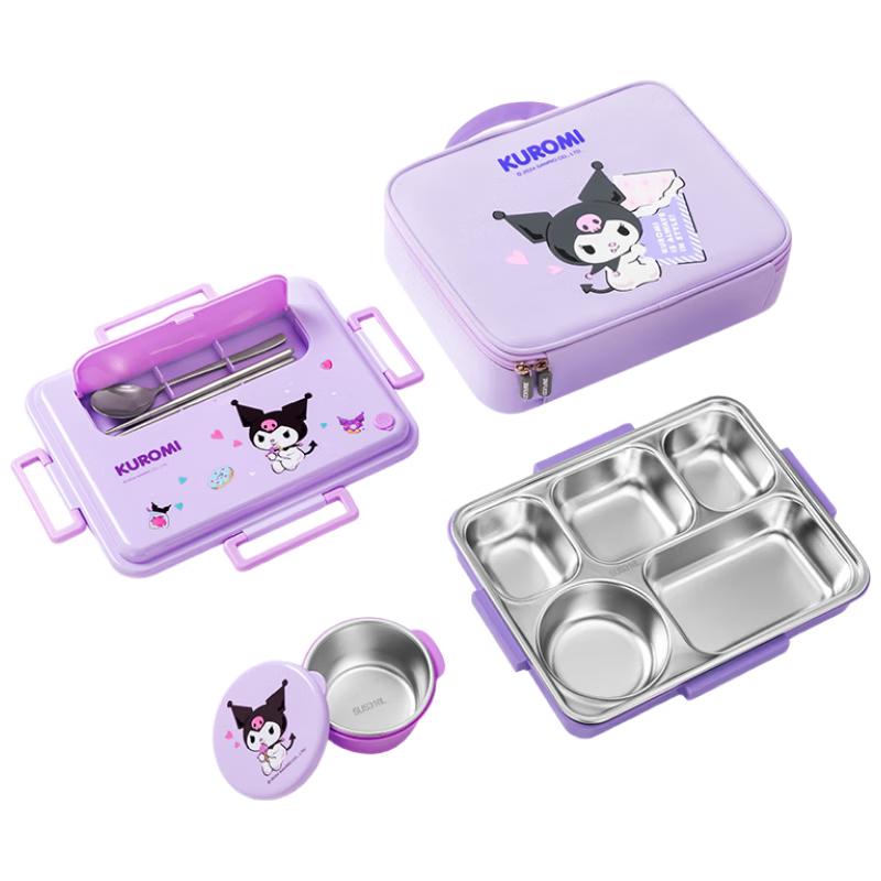 TAFUCO Sanrio Kuromi 5-Compartment 316L Stainless Steel Meal Plate