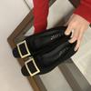 2025 Autumn and Winter New Round Head Thick Heel Metal Buckle Commuter Work Suede Women's Single Shoes