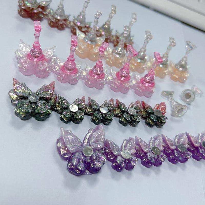 Butterfly Magnetic Nail Holder Stands Glowing Manicure Practice Training Display Stand Magnetic Press On Nail Practice Fake Nail