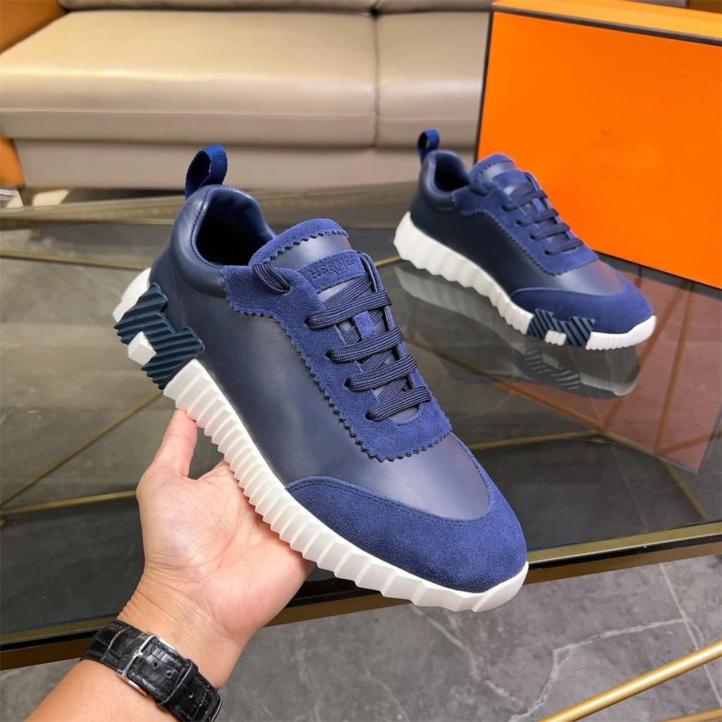 European Hh Men'S Shoes Sports Shoes Leather Mesh Shoes Breathable Versatile Lace-Up Light Luxury High-End Height Increase