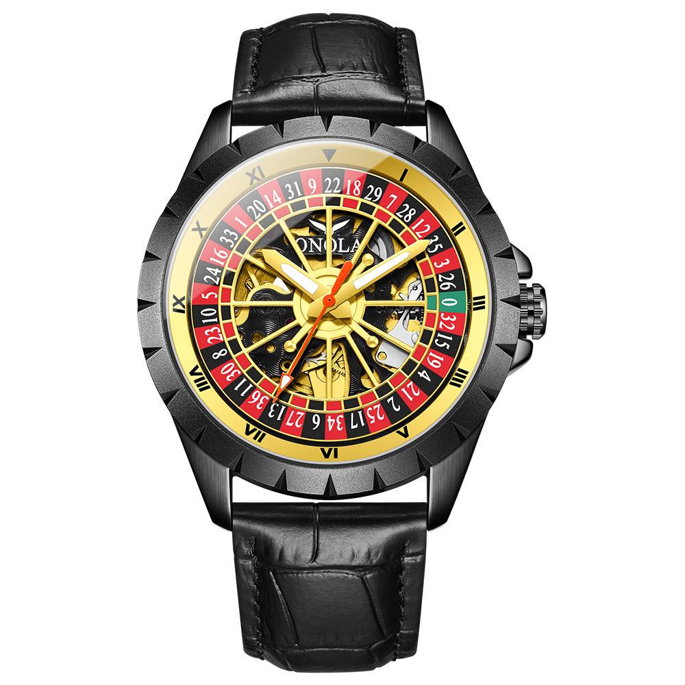 Men Mechanical Watch Creative Rotating Dial Roulette Automatic Wristwatch Luminous Waterproof Watches