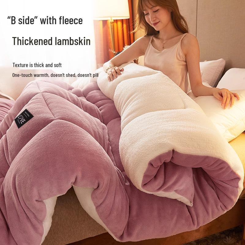 Thick Coral Fleece Blanket for Winter - Soft Velvet Quilt for Dorm, Nap, Sofa Use