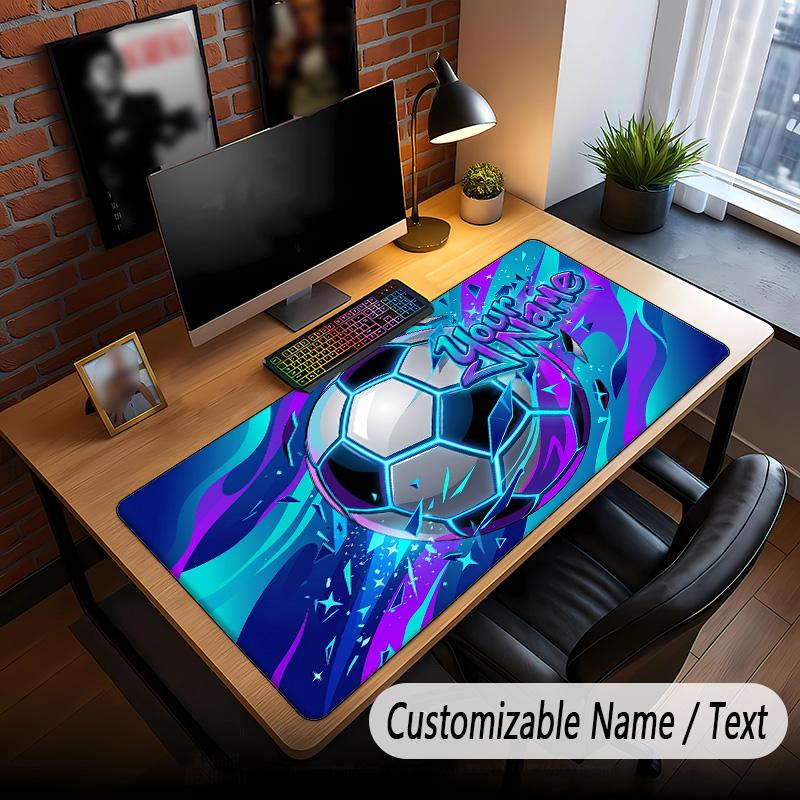 Soccer Theme Custom Mouse Pad Personalized With Name Text Customized Desk Mat For Office Home Decor