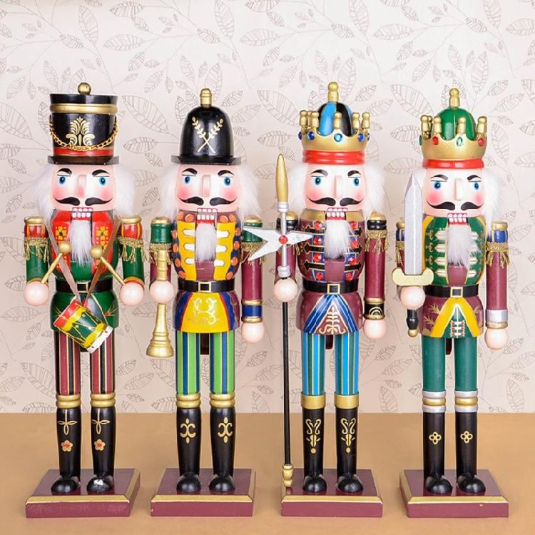 Colorful Wooden Nutcracker Soldier King Figurine Christmas Decor for Shelves
