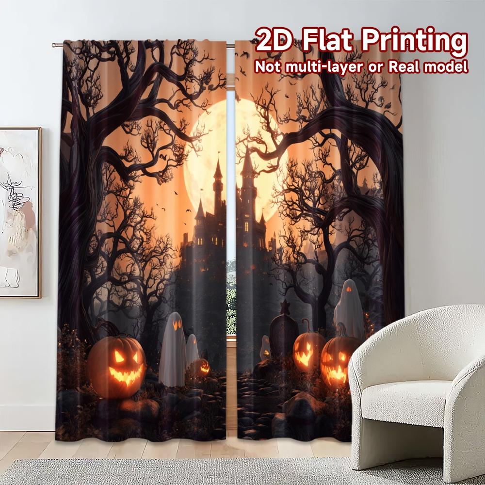 Flat Printing Curtains Without Rod Haunted Hollow Yarn Gifts Ldeal Bedroom Curtain Set Of 2 Modern Made Polyester Washable Master Ready