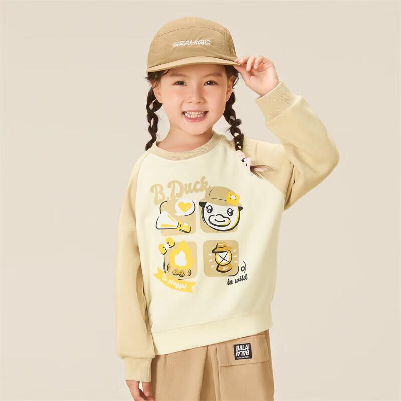 B.Duck Girls  Cartoon Round Neck Long Sleeve Sweatshirt 120