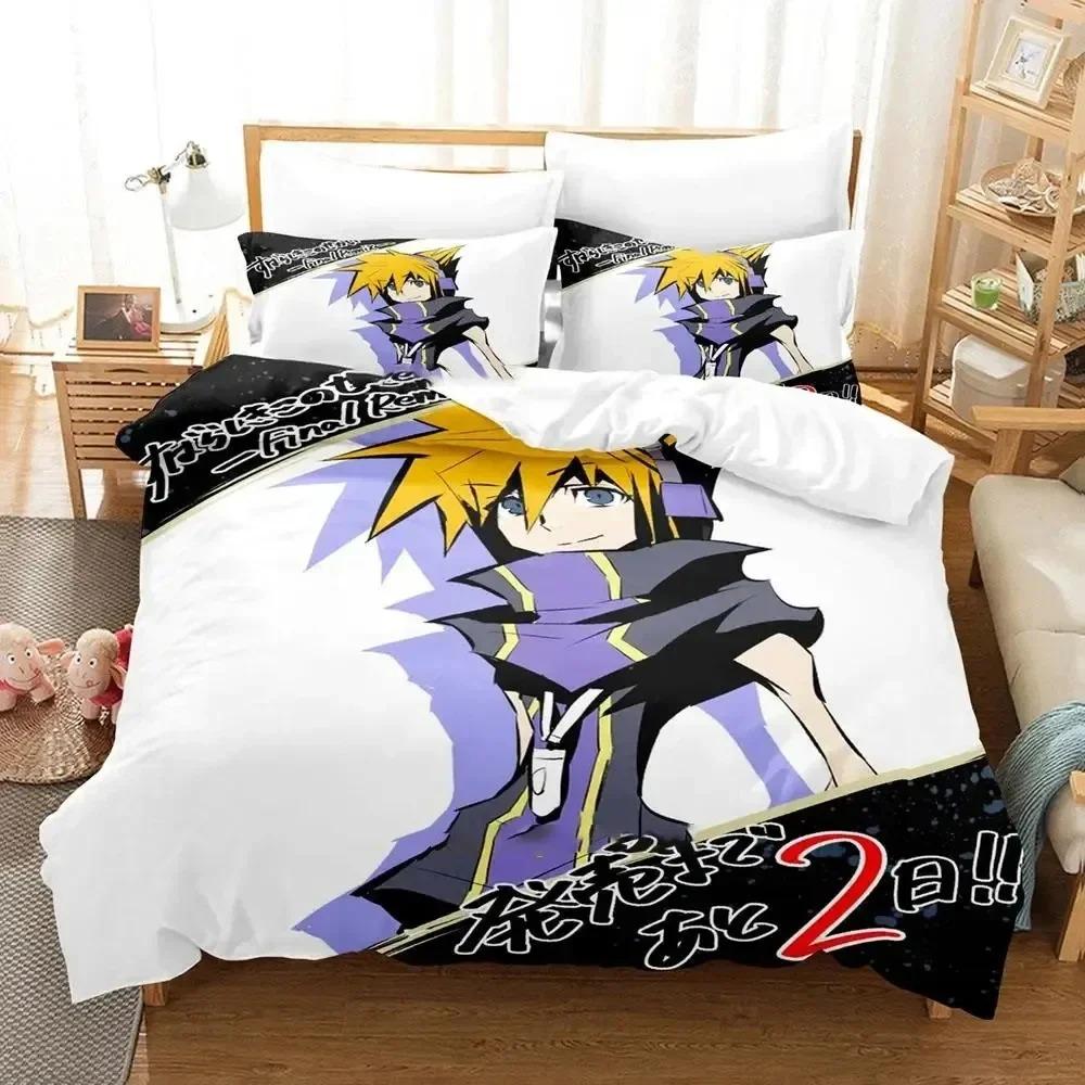 Anime The World Ends with You Neku Sakuraba Bettwäsche-Set Bettbezug Bett-Set Steppdeckenbezug Kissenbezug Bettdecke King Queen Größe