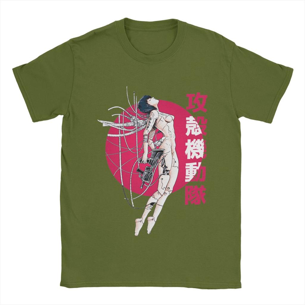 Ghost In The Shell Sun T Shirt for Men 100% Cotton Amazing T-Shirt Crew Neck Anime Manga Tees Short Sleeve Clothes Plus Size