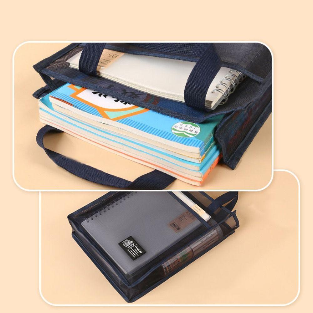 [Meshe Handbag School Shoulder Bag] Solid Color Mesh Handbags Casual Reusable Lightweight Student Book Shoulder Bag School Supplies Large Capacity