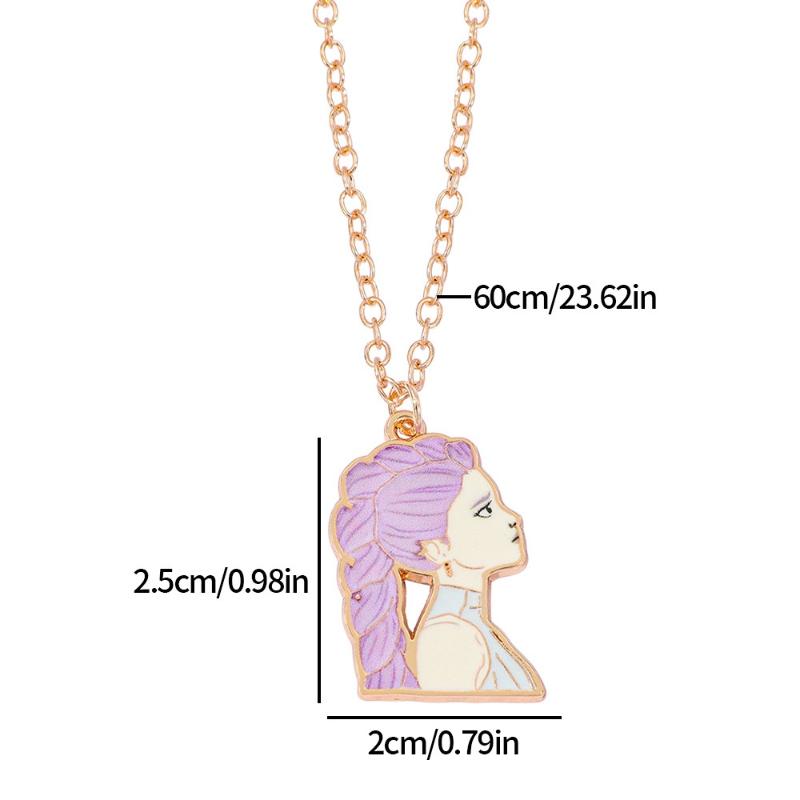 Kpop Demon Hunters Saja Boys Anime Necklace Cartoon Metal Pendant Creative Fashion Cosplay Jewelry Accessory Gift For Fans