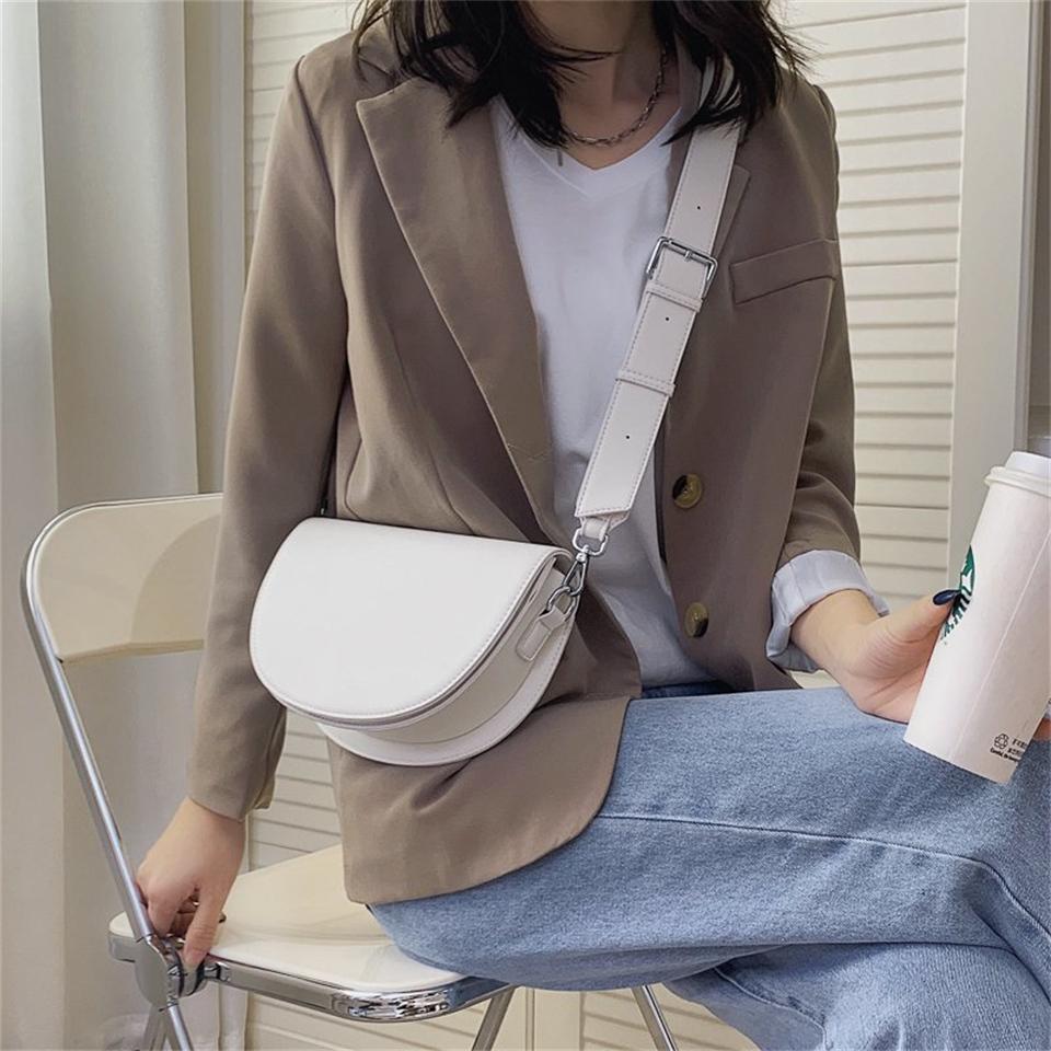 Solid Bag Retro Color Saddle High Quality Leather Shoulder Bags For Women 2024 New Simple Ladies Crossbody Bag Designer Handbags