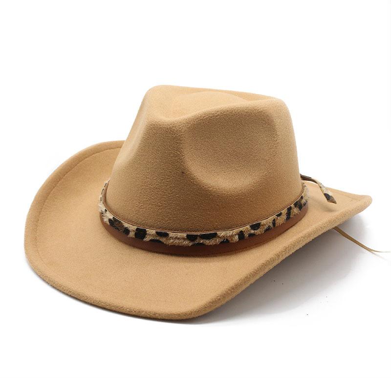 Western Cowboy Top Hat British Classic Jazz Hat Wool Hat Big Eaves Hat