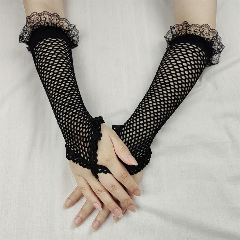 Stylish Fishnet Gloves Popular Hand Gloves Fingerless Gloves For Music Festival And Themed Parties Comfortable Handwear