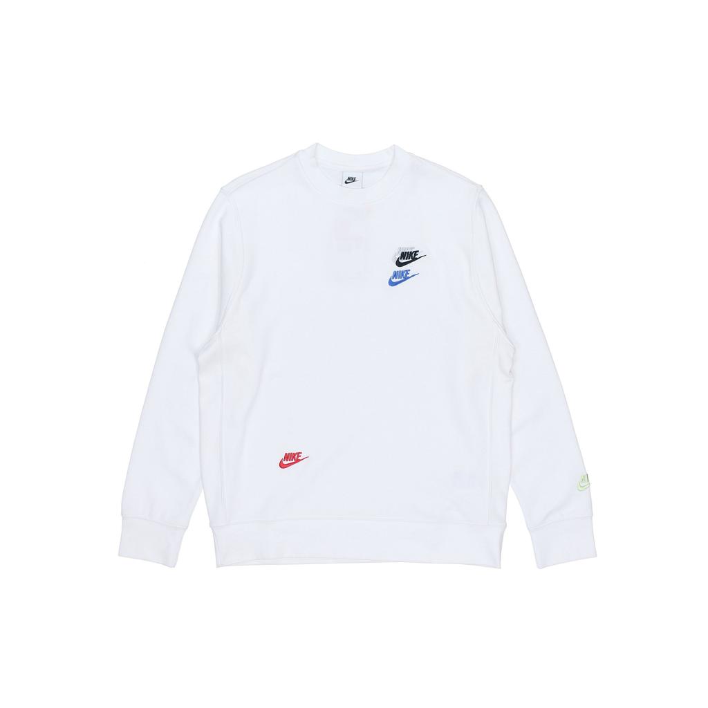 Nike Contrast Logo Embroidered Pullover Sweatshirt Men Tops White DJ6915-100