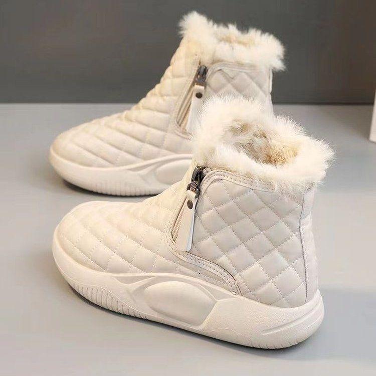 

Женские зимние новые модные теплые хлопковые сапоги с утолщенной подкладкой, водонепроницаемые короткие сапоги, детская обувь 35 белый