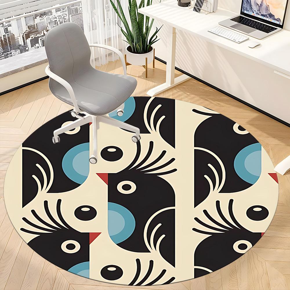 1pc Abstract Art Office Round Area Rug, Indoor Mat Suitable For Office, Under Office Chairs Bedroom Living Room Home Decor, Room Deco