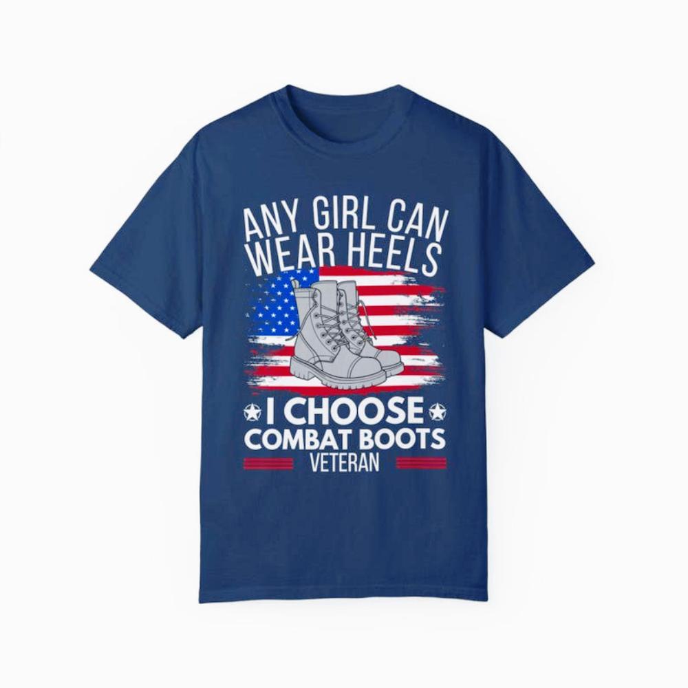 I Choose Combat Boots Female Veteran Shirt US Female Veteran Shirt Patriotic Military Veterans Day Women Clothing Cotton Tops