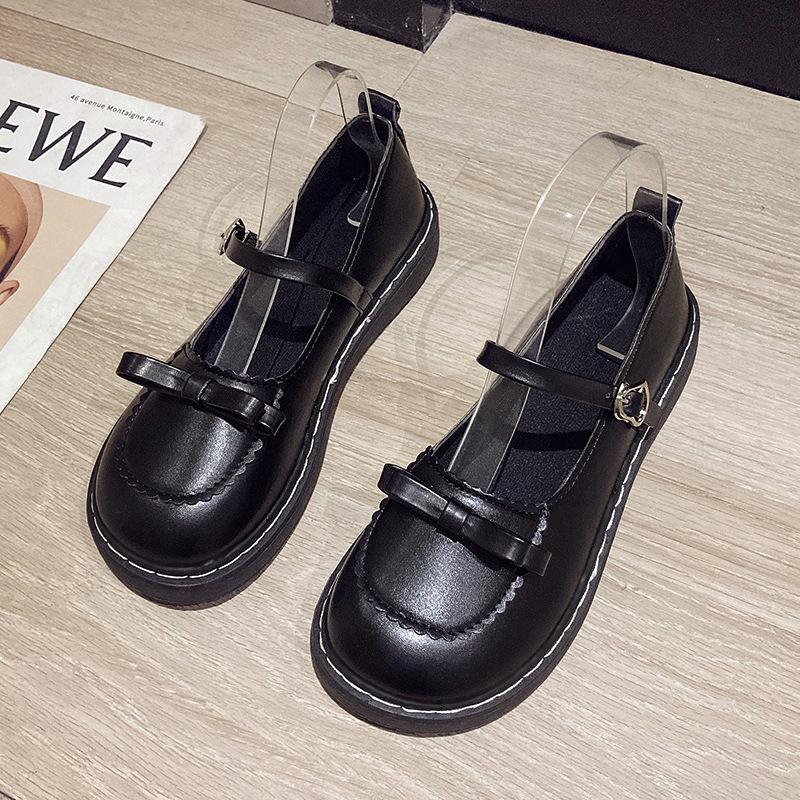 Fashion Bow-Knot Soft Shoes Woman Flats Oxfords Clogs Platform Butterfly Dress Leather Summer New Creepers Mary Janes Butterfly-knot