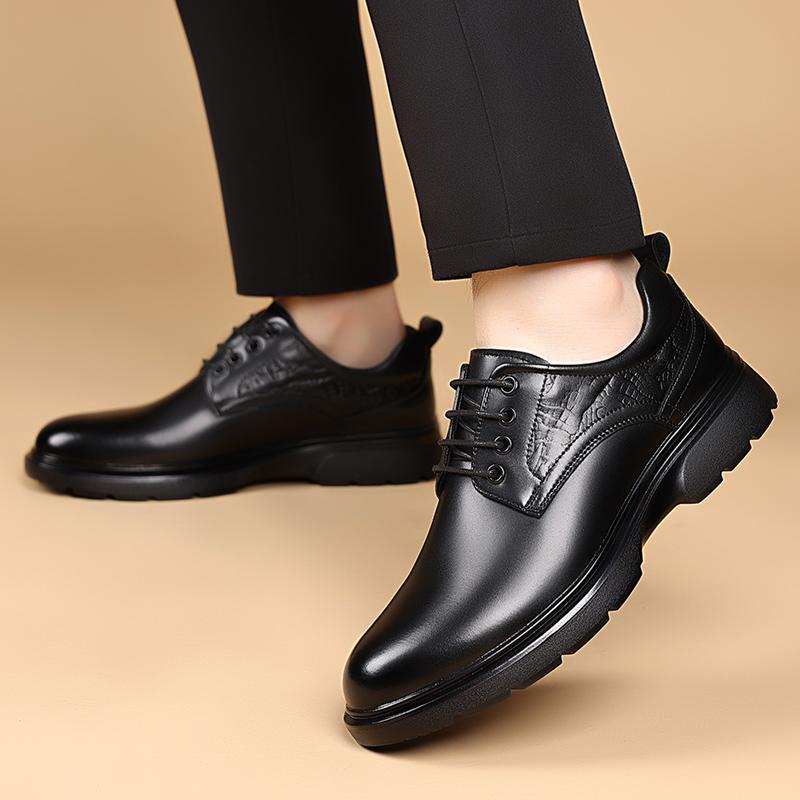 Fashion Luxury Men's Leather Shoes Elegant Gentleman Style Work and Office Outdoor Adult Fashion Street Plus Size Suit shoesBlack