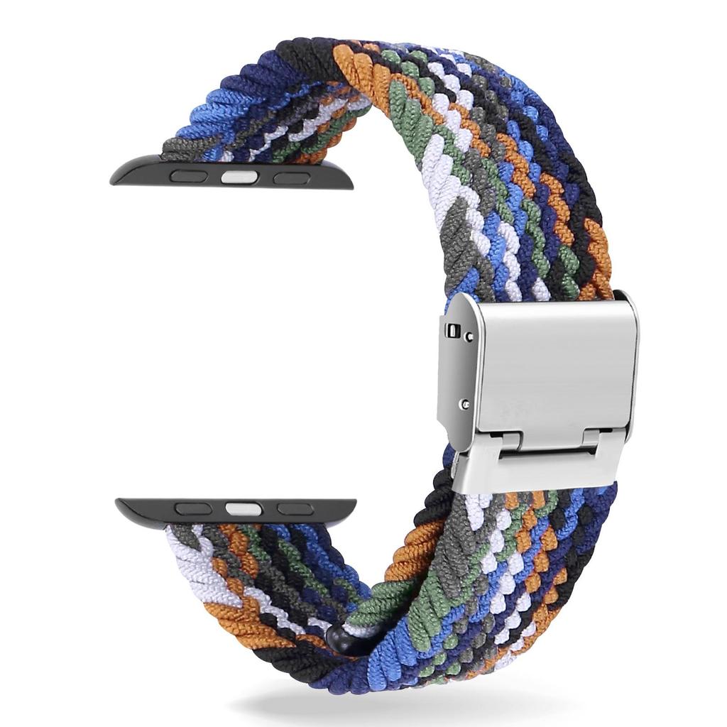 Adjustable Braided Watch Bands for Apple Watch Series Ultra 9 8 7 Folding Clasp Nylon Strap for IWatch 4 5 6 38 40 42 44 41 45 49mm Bracelet