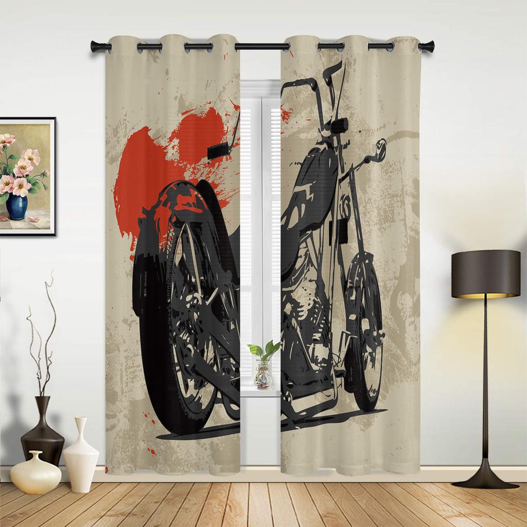 Eagle Banner Motorcycle Curtains for Bedroom Living Room Drapes Kitchen Children's Room Window Curtain Modern Home Decor