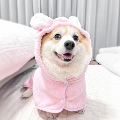 Accappatoio da Bagno per Animali Super Assorbente Asciugamano per Cani con Orecchie da Coniglio Asciugatura Rapida Accappatoio con Cappuccio per Animali per Cani Gatti Bagno Dopo la Doccia Toelettatura