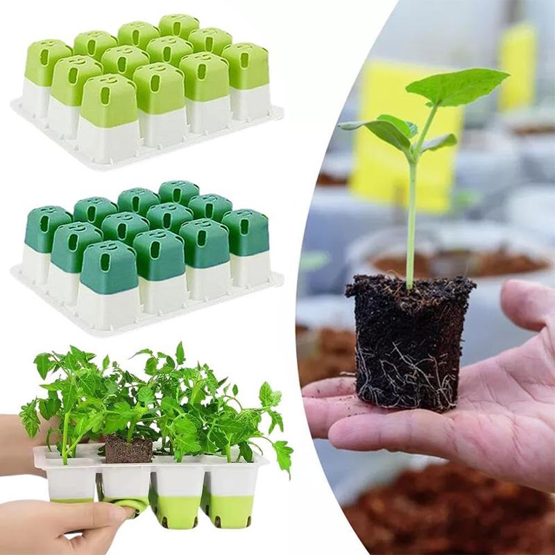 5 Pack 12-Cell Silicone Seedling Starter Tray, Reusable Houseplant Sprouting Containers, Plant Germination Tray, Plant Seedling Pots for Garden
