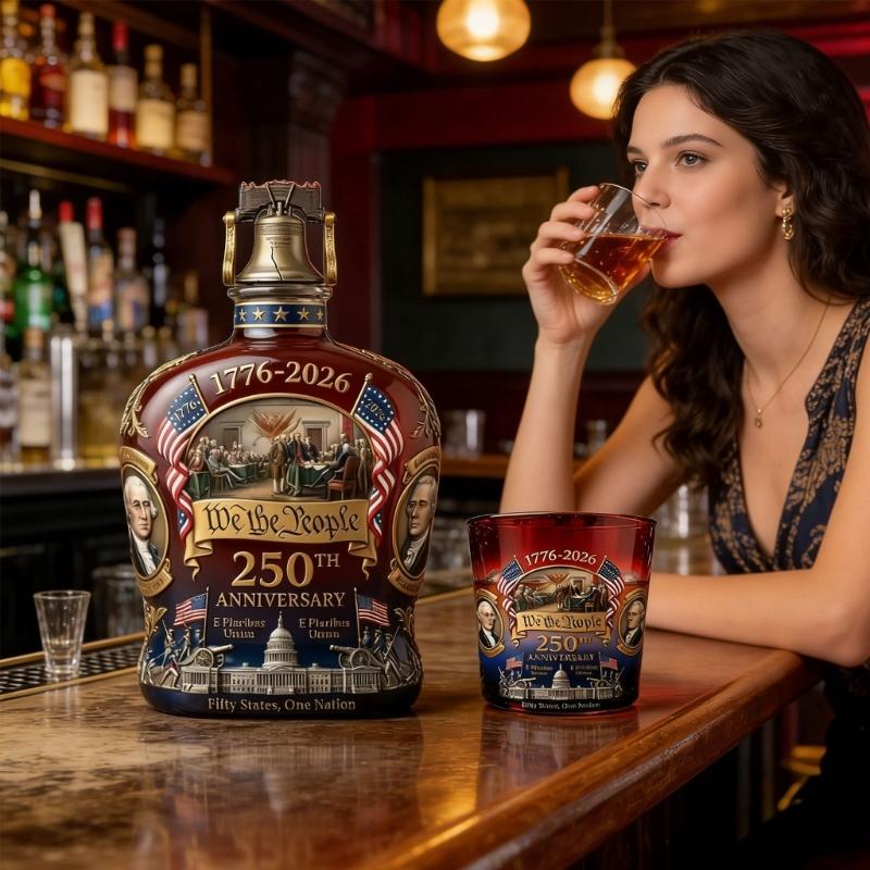 250th Anniversary American Whiskeys Decanter Set With Patriotic Designs For Collectors And History Enthusiasts