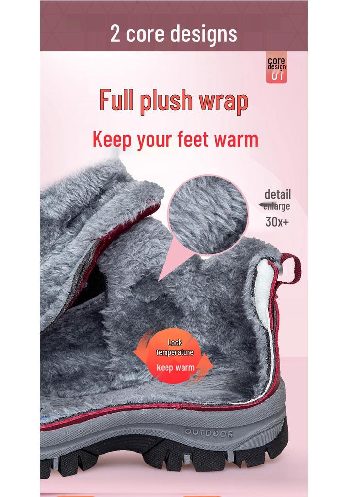Women's Winter Non-Slip Waterproof Cotton Shoes with Velvet Lining for Middle-Aged and Elderly - Warm Walking & Sports Snow Boots