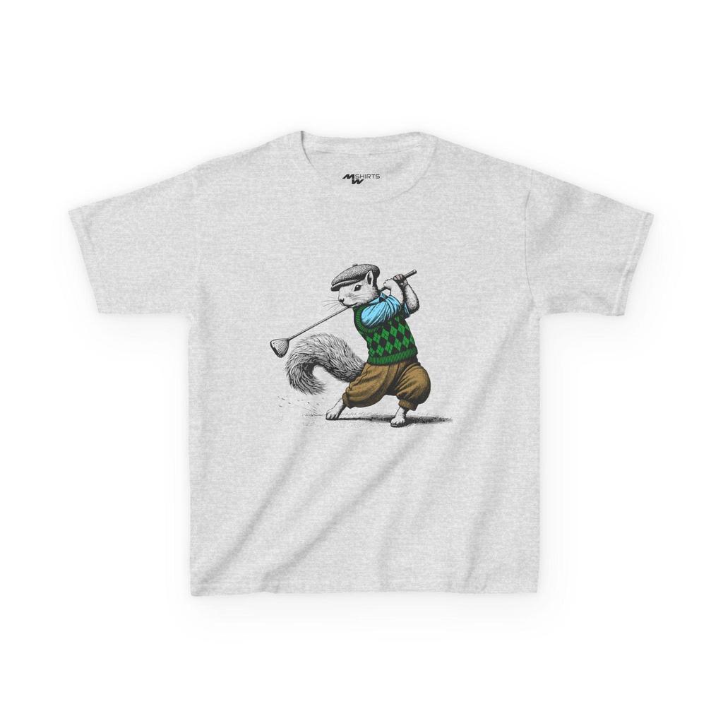 Golfing Squirrel Kids T-Shirt, Animal Tee