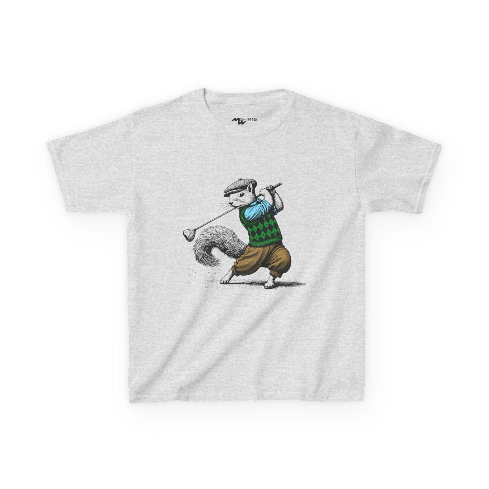 Golfing Squirrel Kids T-Shirt, Animal Tee L