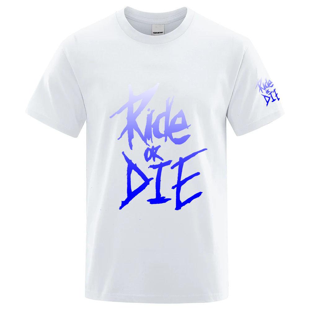 Ride or Die Bike Print 2026 Unisexs New Summer Brand Cotton High Quality Ordinary Short Sleeve TShirt Solid Color Casual Tops