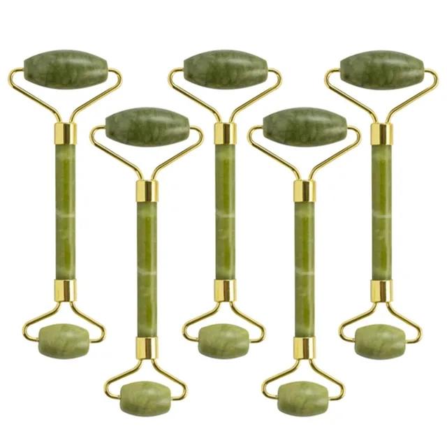 

5pcs Natural Jade Roller Set Rose Quartz Facial Massager Anti-wrinkle Gouache Scraper Skin Care Body Chin Neck Massage Tools