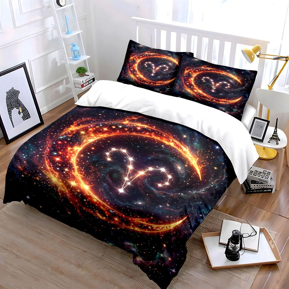"Fiery Galaxy Aries Bedding Set" Bedding Duvet Cover Set Duvet Cover Pillowcases  (1 * Duvet Cover 2 * Pillowcases, without duvet insert)