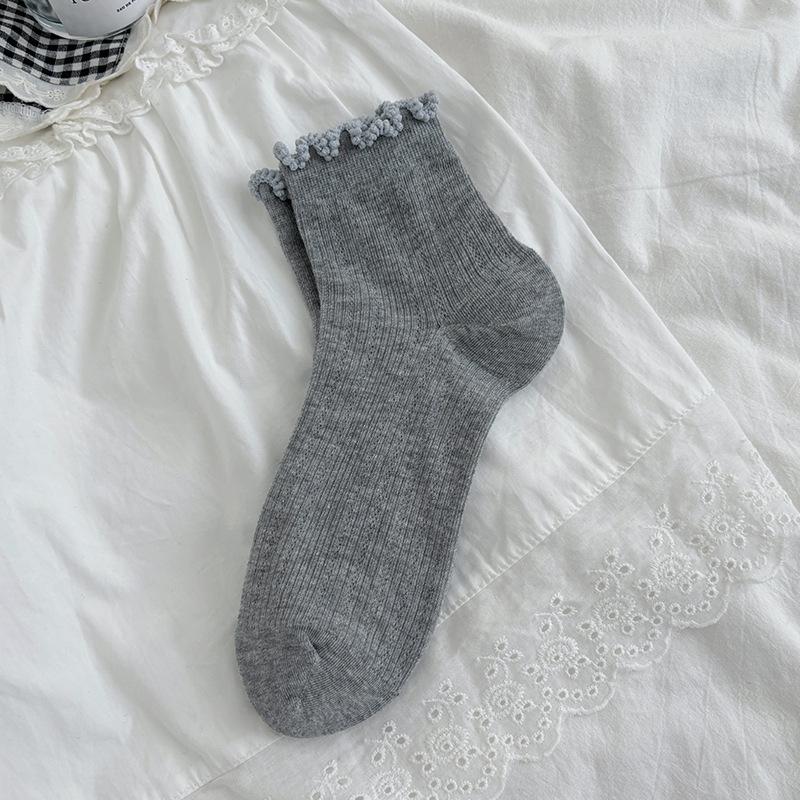 Spring Summer Cotton Ruffle Ankle Socks Lolita Girls Cute Kawaii Stockings Breathable Thin Loose Middle Tube Socks Japanese Sox