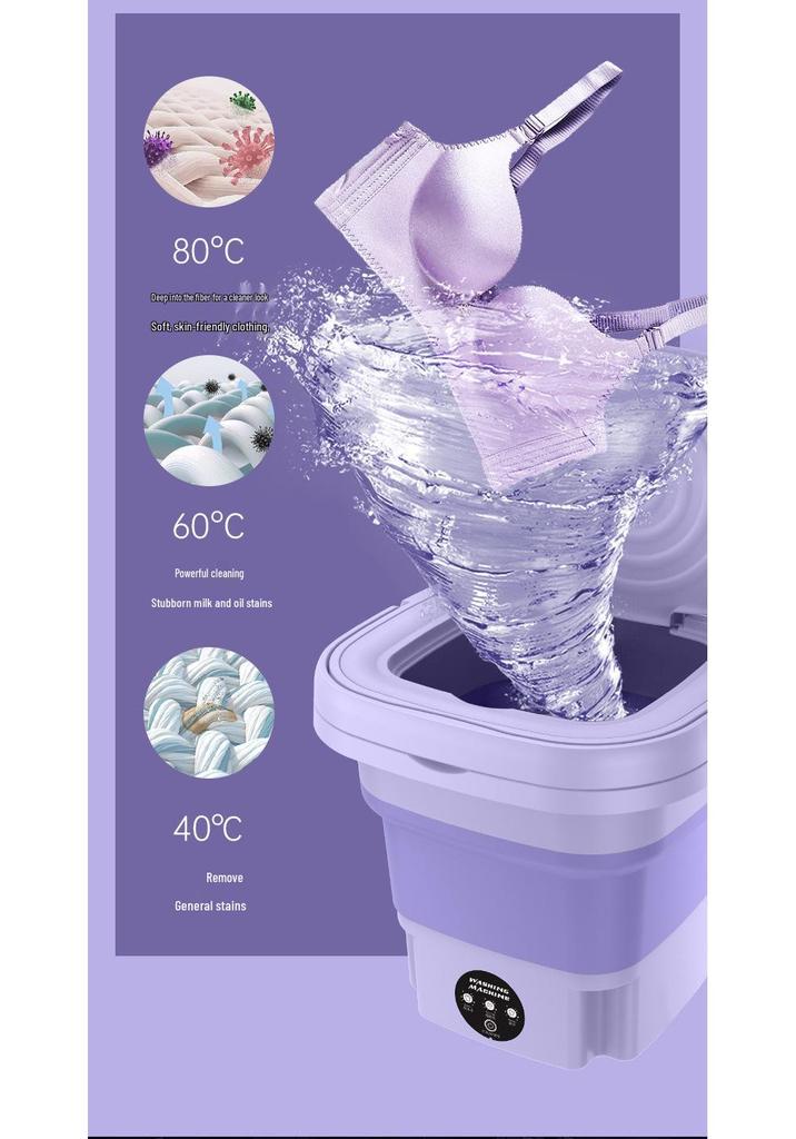 Compact Portable Mini Washer for Dorms & Rentals - Ideal for Underwear, Socks, & Towels with Sterilization Feature