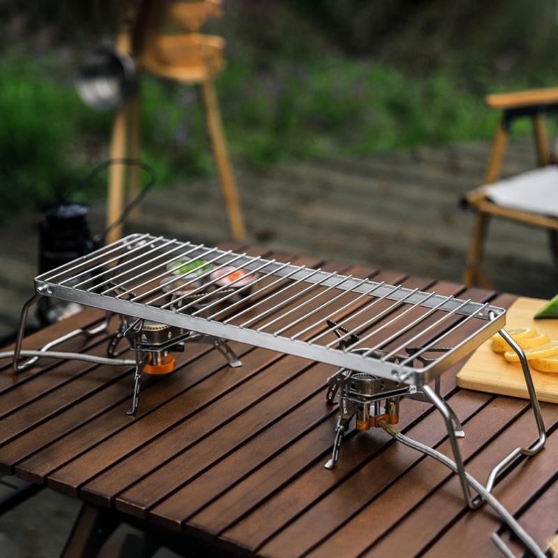 Folding Barbecue Table Stainless Steels Foldable Table Practical Camp Tables Foldable Camping Equipment Stove