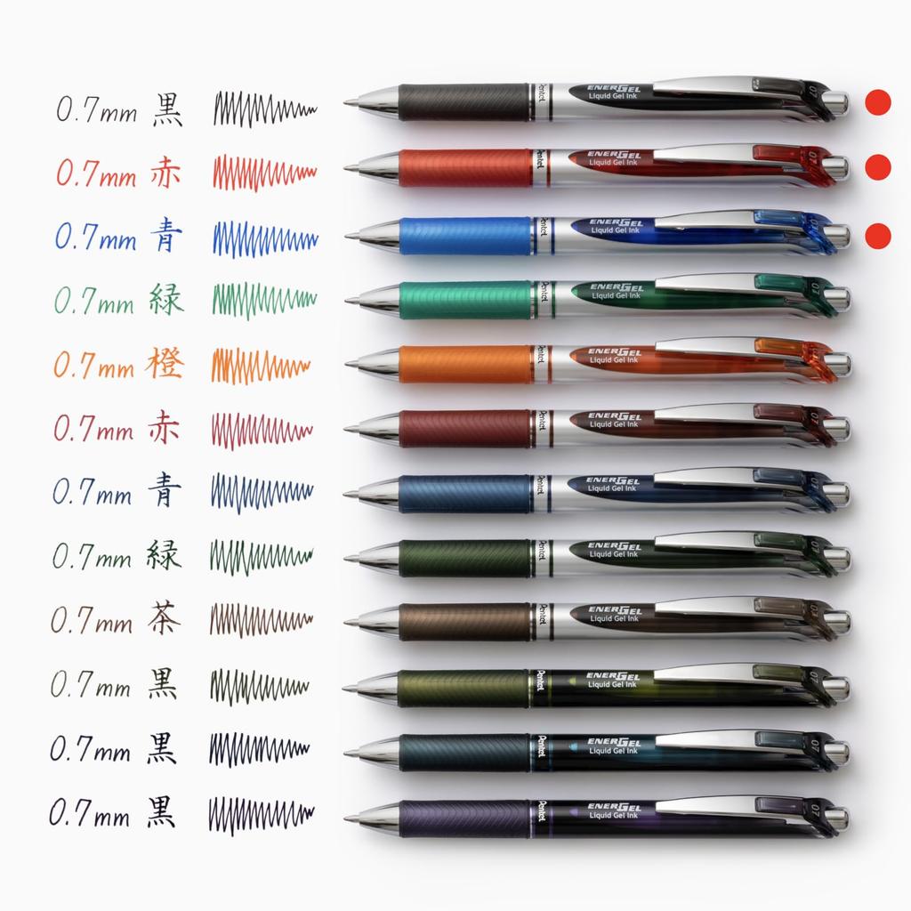 PENTEL EnerGel Gel Ink Ballpoint Pen, 0.7mm, 3-Color Set, BL77-3STH