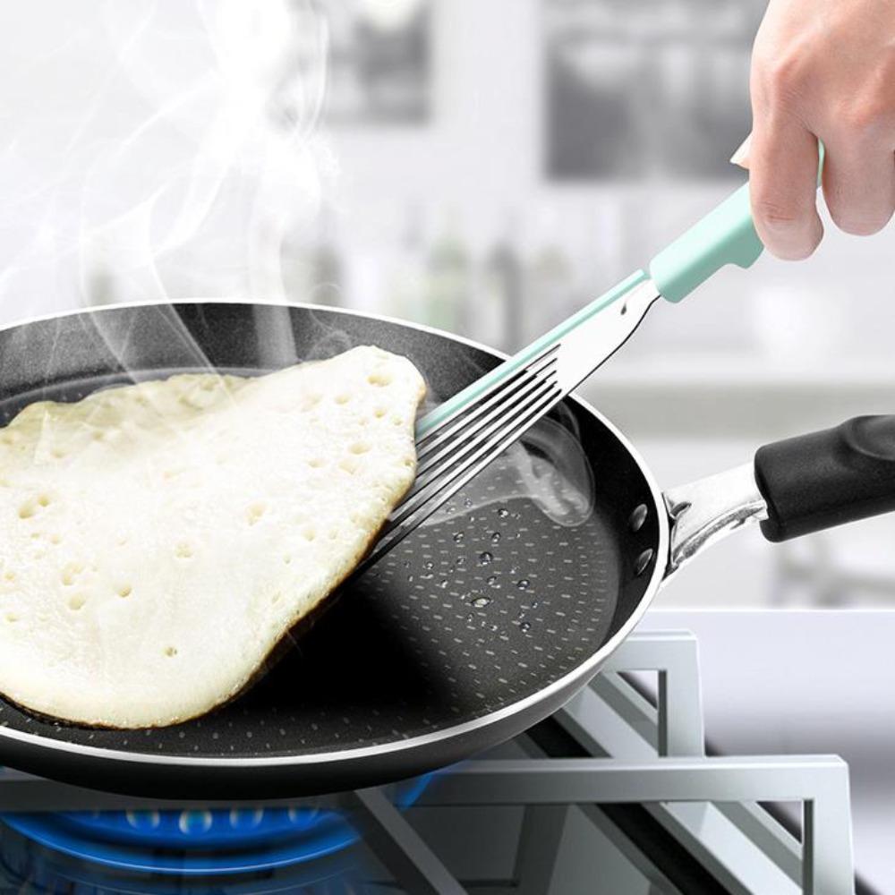 1pc Non Stick Silicone Slotted Spatula - Heat-Resistant, Easy Grip Stainless Steel Kitchen Turner for Cooking Serving