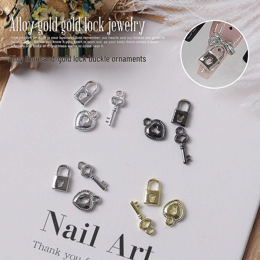 Japanese Young Lady 3D Buckle Nail Art Accessories - Mini Key Lock Heart DIY Decoration