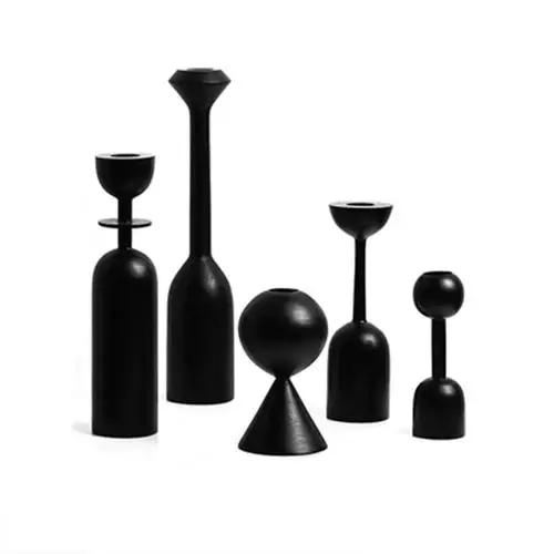

5pcs Aesthetics Wood Candle Holders Christmas Decorations Wedding Centerpieces Lantern Stand Home Flower Vase Table Centerpiece