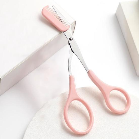 Eyebrow Trimmer Scissors with Comb Stainless Steel Non-Slip Precision Eyebrow Razor Men Women Brow Hair Removal Grooming Tool