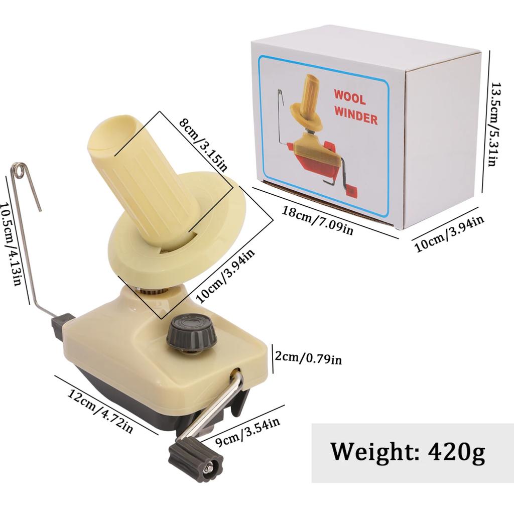 Portable Hand Operated Yarn Winder Fiber Wool Manual Handheld Winder Machine for DIY Sewing Making Accessories String Ball Maker