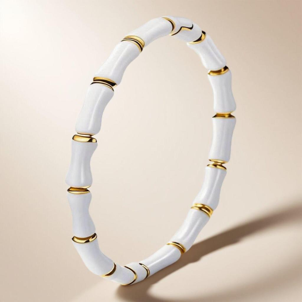 Retro Versatile Titanium Steel Open Bamboo Bangle Bracelet