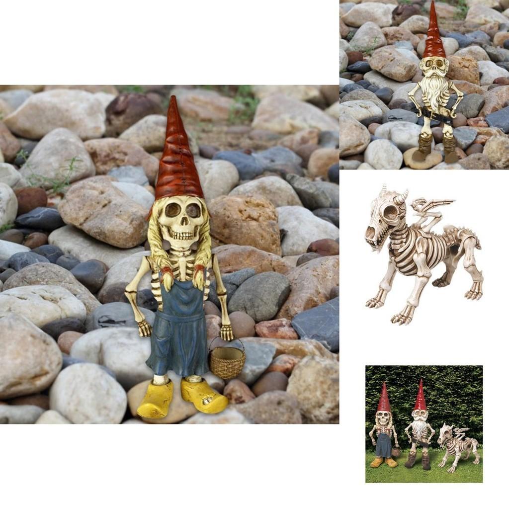 Durable Resin Skeleton Statue Gnome For Spooky And Charming Halloween Decorations