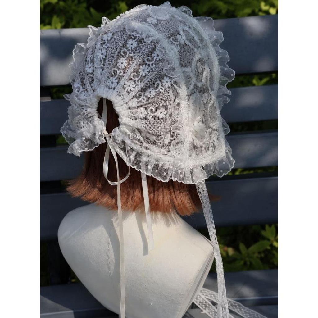 Used Lolita fashion lace bonnet white