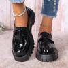 Fashion Plus Size 43 Patent Leather Loafers Women Spring 2025 Thick Bottom Platform Casual Shoes Woman Slip On Soft Sole Moccasins Mujer