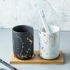 Marble Soap Dispenser Pump Bottle Ceramic Bathroom Accessory Set Home Couple Mouthwash Cup Soap Dish Washing Tools Luxury